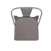 Perry Commercial Grade Silver Metal Indoor-Outdoor Stackable Chair with Gray Poly Resin Wood Seat, CH-31230-SIL-PL1G-GG