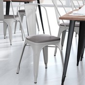Perry Commercial Grade White Metal Indoor-Outdoor Stackable Chair with Gray Poly Resin Wood Seat, CH-31230-WH-PL1G-GG