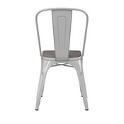 Perry Commercial Grade White Metal Indoor-Outdoor Stackable Chair with Gray Poly Resin Wood Seat, CH-31230-WH-PL1G-GG