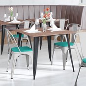 Perry Commercial Grade White Metal Indoor-Outdoor Stackable Chair with Mint Green Poly Resin Wood Seat, CH-31230-WH-PL1M-GG