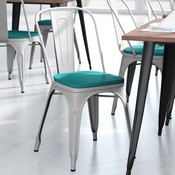 Perry Commercial Grade White Metal Indoor-Outdoor Stackable Chair with Mint Green Poly Resin Wood Seat, CH-31230-WH-PL1M-GG