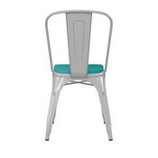 Perry Commercial Grade White Metal Indoor-Outdoor Stackable Chair with Mint Green Poly Resin Wood Seat, CH-31230-WH-PL1M-GG