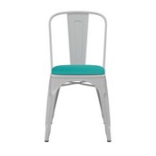 Perry Commercial Grade White Metal Indoor-Outdoor Stackable Chair with Mint Green Poly Resin Wood Seat, CH-31230-WH-PL1M-GG