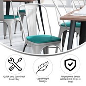 Perry Commercial Grade White Metal Indoor-Outdoor Stackable Chair with Mint Green Poly Resin Wood Seat, CH-31230-WH-PL1M-GG