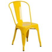 Commercial Grade Yellow Metal Indoor-Outdoor Stackable Chair, CH-31230-YL-GG