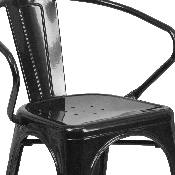 Commercial Grade Black Metal Indoor-Outdoor Chair with Arms, CH-31270-BK-GG
