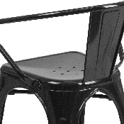 Commercial Grade Black Metal Indoor-Outdoor Chair with Arms, CH-31270-BK-GG