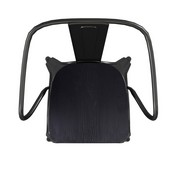 Luna Commercial Grade Black Metal Indoor-Outdoor Chair with Arms with Black Poly Resin Wood Seat, CH-31270-BK-PL1B-GG