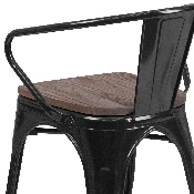 Black Metal Chair with Wood Seat and Arms, CH-31270-BK-WD-GG