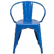 Commercial Grade Blue Metal Indoor-Outdoor Chair with Arms, CH-31270-BL-GG