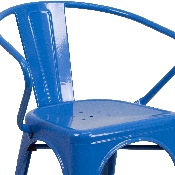 Commercial Grade Blue Metal Indoor-Outdoor Chair with Arms, CH-31270-BL-GG