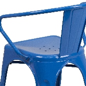 Commercial Grade Blue Metal Indoor-Outdoor Chair with Arms, CH-31270-BL-GG
