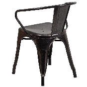 Commercial Grade Black-Antique Gold Metal Indoor-Outdoor Chair with Arms, CH-31270-BQ-GG