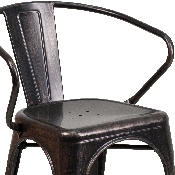 Commercial Grade Black-Antique Gold Metal Indoor-Outdoor Chair with Arms, CH-31270-BQ-GG