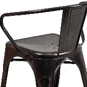 Commercial Grade Black-Antique Gold Metal Indoor-Outdoor Chair with Arms, CH-31270-BQ-GG