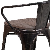 Black-Antique Gold Metal Chair with Wood Seat and Arms, CH-31270-BQ-WD-GG