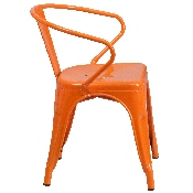 Commercial Grade Orange Metal Indoor-Outdoor Chair with Arms, CH-31270-OR-GG