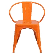 Commercial Grade Orange Metal Indoor-Outdoor Chair with Arms, CH-31270-OR-GG
