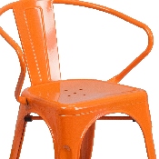 Commercial Grade Orange Metal Indoor-Outdoor Chair with Arms, CH-31270-OR-GG