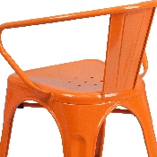 Commercial Grade Orange Metal Indoor-Outdoor Chair with Arms, CH-31270-OR-GG