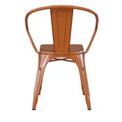 Luna Commercial Grade Orange Metal Indoor-Outdoor Chair with Arms with Teak Poly Resin Wood Seat, CH-31270-OR-PL1T-GG