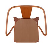 Luna Commercial Grade Orange Metal Indoor-Outdoor Chair with Arms with Teak Poly Resin Wood Seat, CH-31270-OR-PL1T-GG