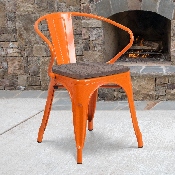 Orange Metal Chair with Wood Seat and Arms, CH-31270-OR-WD-GG