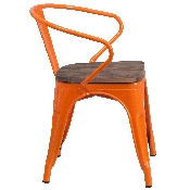 Orange Metal Chair with Wood Seat and Arms, CH-31270-OR-WD-GG