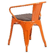 Orange Metal Chair with Wood Seat and Arms, CH-31270-OR-WD-GG