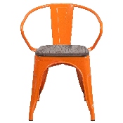 Orange Metal Chair with Wood Seat and Arms, CH-31270-OR-WD-GG