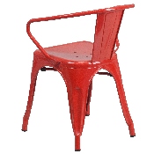 Commercial Grade Red Metal Indoor-Outdoor Chair with Arms, CH-31270-RED-GG