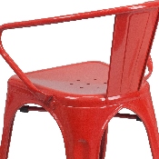 Commercial Grade Red Metal Indoor-Outdoor Chair with Arms, CH-31270-RED-GG