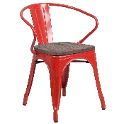Red Metal Chair with Wood Seat and Arms, CH-31270-RED-WD-GG