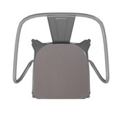 Luna Commercial Grade Silver Metal Indoor-Outdoor Chair with Arms with Gray Poly Resin Wood Seat, CH-31270-SIL-PL1G-GG