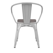 Luna Commercial Grade White Metal Indoor-Outdoor Chair with Arms with Gray Poly Resin Wood Seat, CH-31270-WH-PL1G-GG