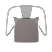 Luna Commercial Grade White Metal Indoor-Outdoor Chair with Arms with Gray Poly Resin Wood Seat, CH-31270-WH-PL1G-GG