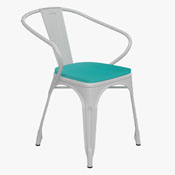 Luna Commercial Grade White Metal Indoor-Outdoor Chair with Arms with Mint Green Poly Resin Wood Seat, CH-31270-WH-PL1M-GG