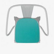 Luna Commercial Grade White Metal Indoor-Outdoor Chair with Arms with Mint Green Poly Resin Wood Seat, CH-31270-WH-PL1M-GG