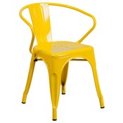 Commercial Grade Yellow Metal Indoor-Outdoor Chair with Arms, CH-31270-YL-GG
