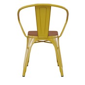 Luna Commercial Grade Yellow Metal Indoor-Outdoor Chair with Arms with Teak Poly Resin Wood Seat, CH-31270-YL-PL1T-GG
