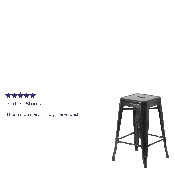 Commercial Grade 24" High Backless Black Metal Indoor-Outdoor Counter Height Stool with Square Seat, CH-31320-24-BK-GG