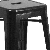 Commercial Grade 24" High Backless Black Metal Indoor-Outdoor Counter Height Stool with Square Seat, CH-31320-24-BK-GG
