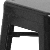 Commercial Grade 24" High Backless Black Metal Indoor-Outdoor Counter Height Stool with Square Seat, CH-31320-24-BK-GG