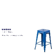 Commercial Grade 24" High Backless Blue Metal Indoor-Outdoor Counter Height Stool with Square Seat, CH-31320-24-BL-GG