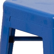 Commercial Grade 24" High Backless Blue Metal Indoor-Outdoor Counter Height Stool with Square Seat, CH-31320-24-BL-GG