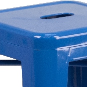Commercial Grade 24" High Backless Blue Metal Indoor-Outdoor Counter Height Stool with Square Seat, CH-31320-24-BL-GG