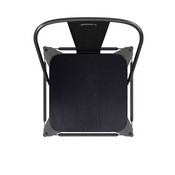 Kai Commercial Grade 24" High Black Metal Indoor-Outdoor Counter Height Stool with Removable Back and Square Black All-Weather Poly Resin Seat, CH-31320-24GB-BK-PL2B-GG
