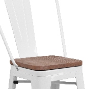 24" High White Metal Counter Height Stool with Back and Wood Seat, CH-31320-24GB-WH-WD-GG