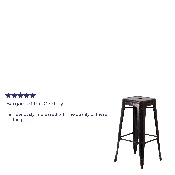 Commercial Grade 30" High Backless Black-Antique Gold Metal Indoor-Outdoor Barstool with Square Seat, CH-31320-30-BQ-GG