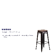 30" High Backless Black-Antique Gold Metal Barstool with Square Wood Seat, CH-31320-30-BQ-WD-GG